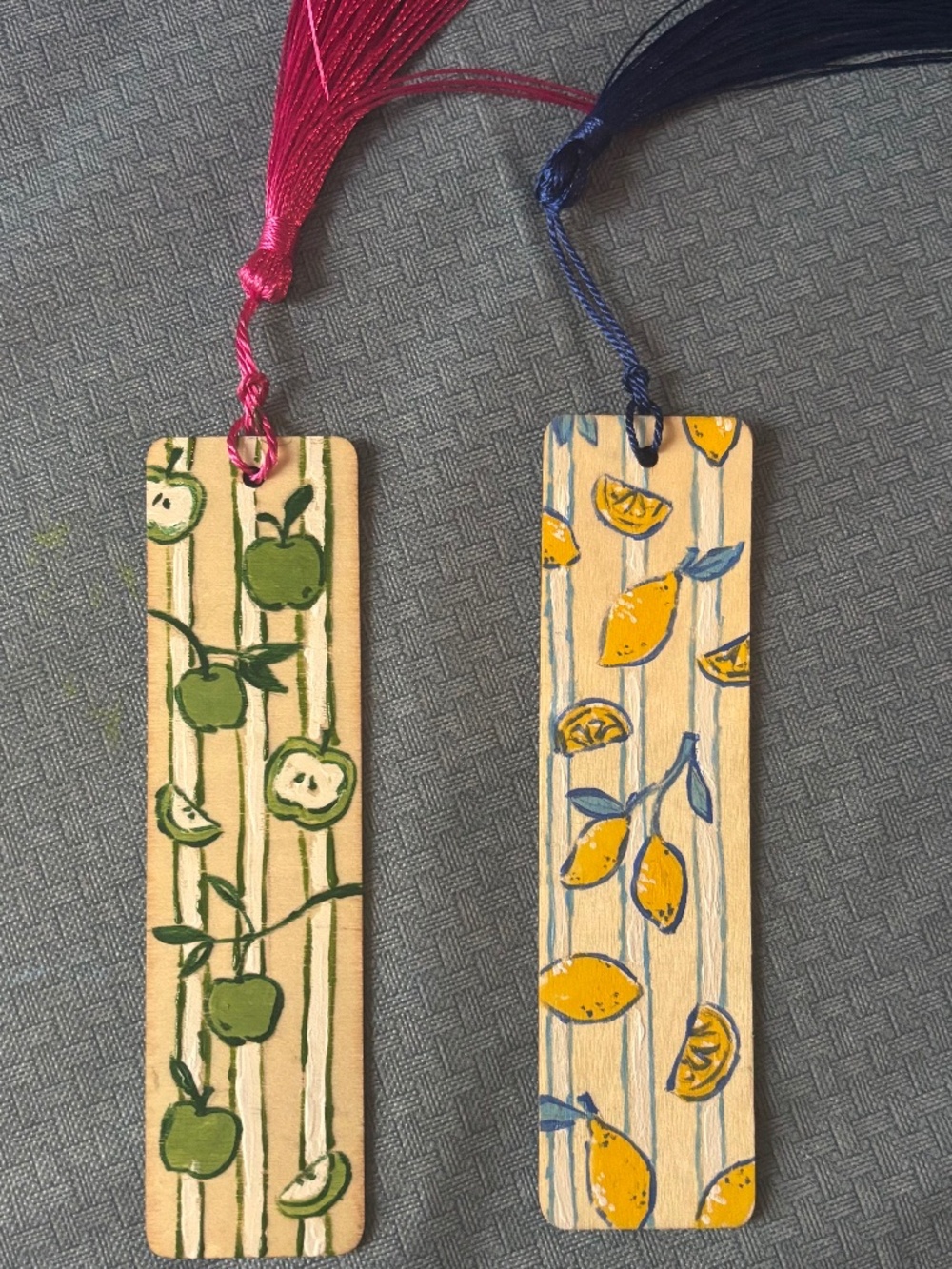 Handmade Bogo! Two for 1 hand painted bookmarks lemon apple kitsch cottagecore